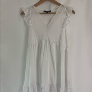 OVS White V-Neck Eyelet Maxi Dress